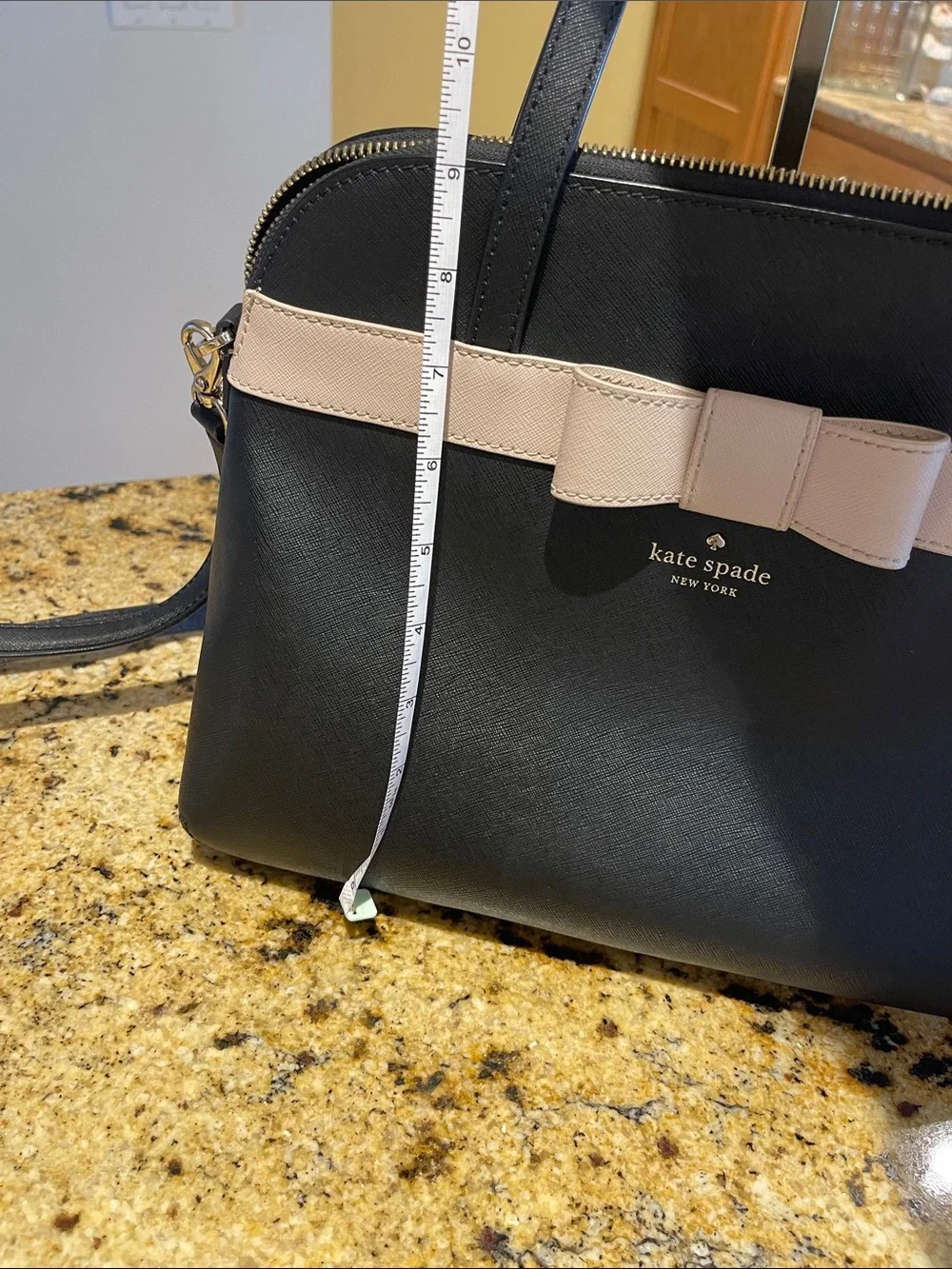kate spade Black Satchel with Cream Bow Trim